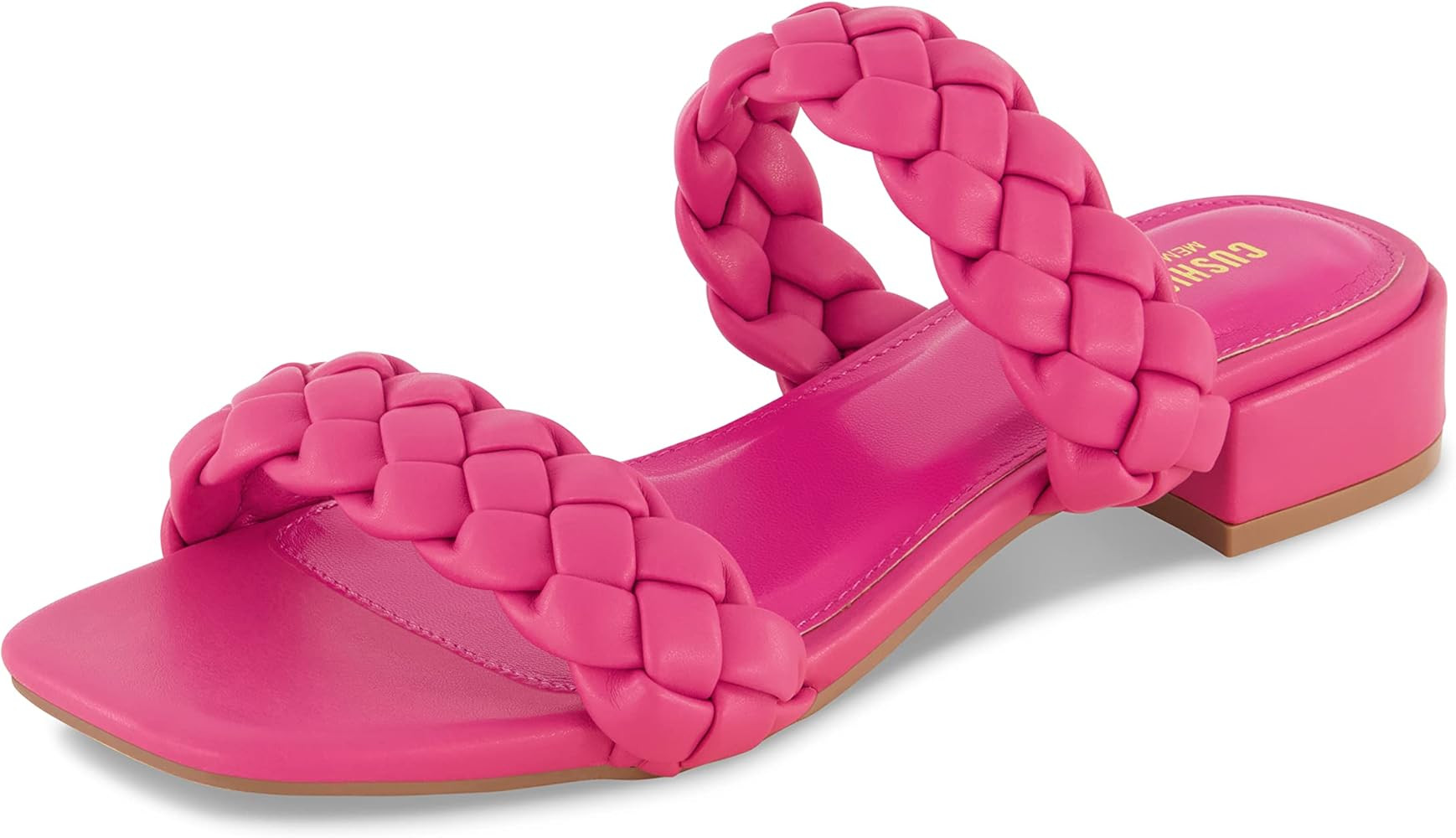 CUSHIONAIRE Women's Nan two band braided low block heel slide sandal +Memory Foam and Wide Widths... | Amazon (US)