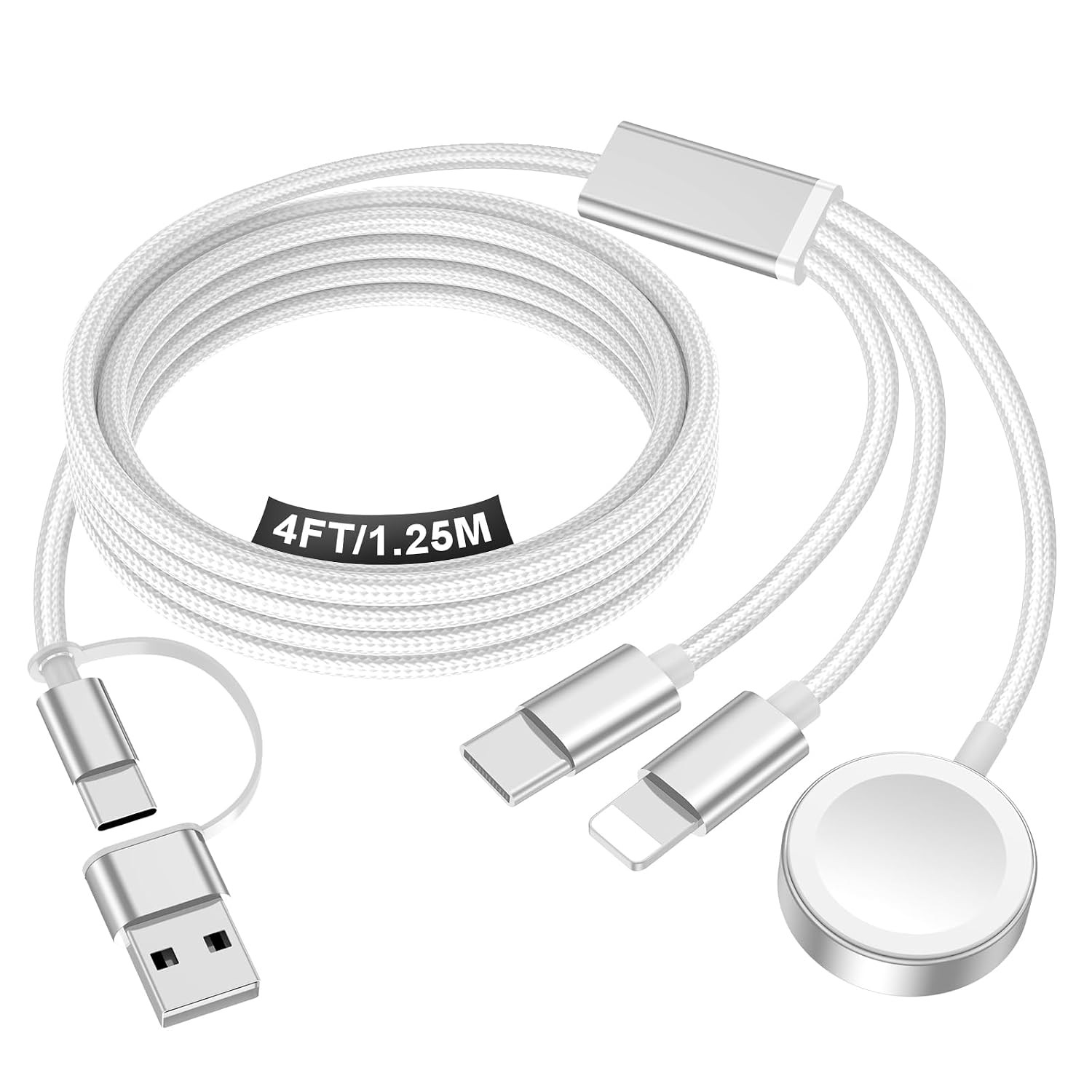Travel Essentials for Apple Watch Charger,iPhone Charger,3 in 2 Type C/Lightning/Magnetic Travel Charging Cable,Portable Multi Charging Cable for Apple Watch, iPhone 17‑11,Samsung S26,Car–4ft | Amazon (US)