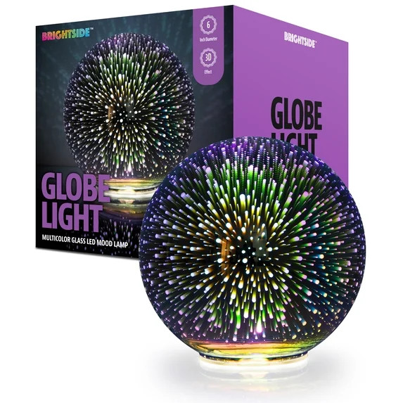 BrightSide 6 inch Plasma Globe LED Light, Multicolor Glass LED Mood Lamp, Battery Powered | Walmart (US)