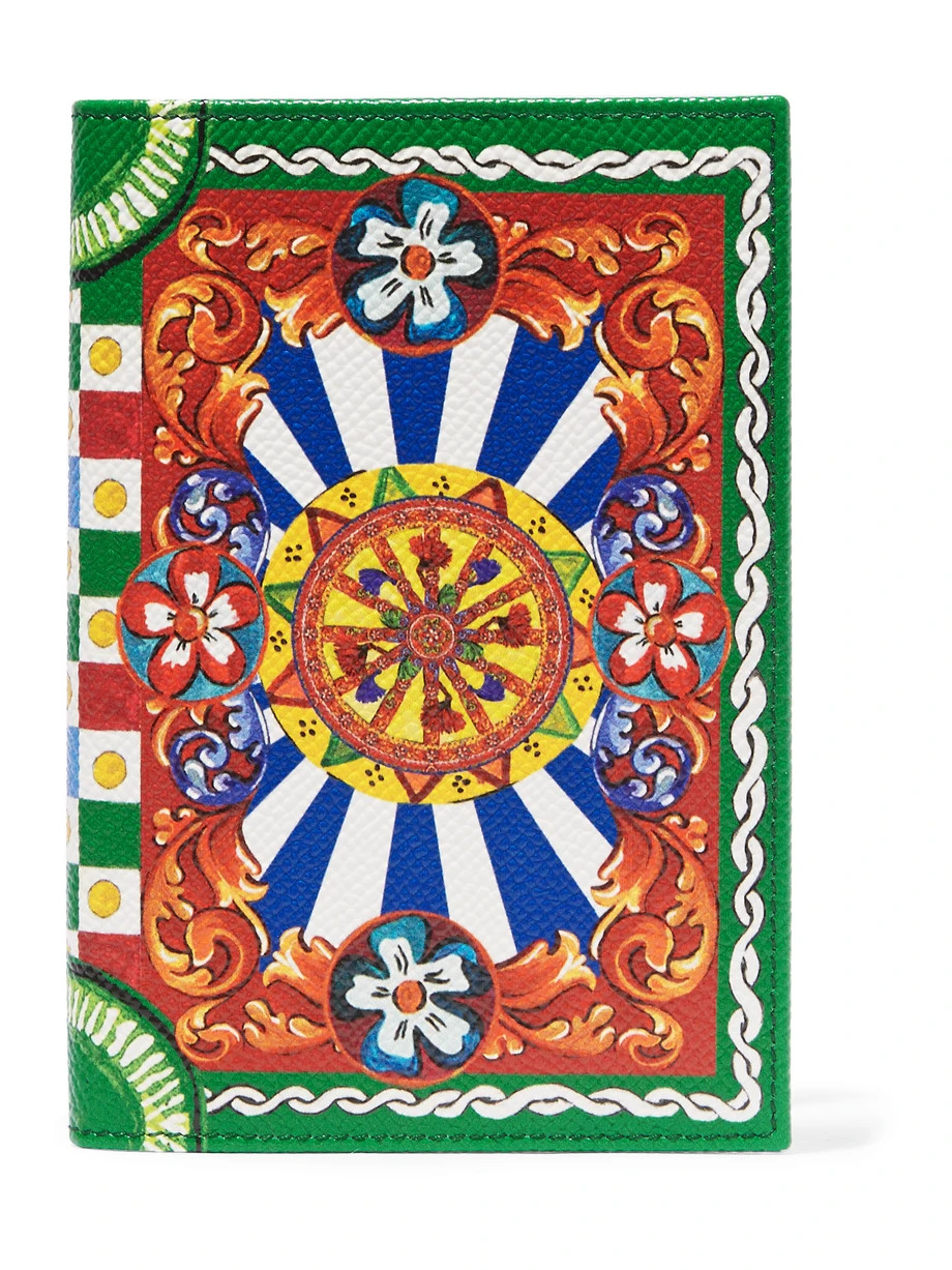 Dolce & Gabbana Printed Textured-Leather Passport Cover, White/Yellow, Women's | NET-A-PORTER (US)