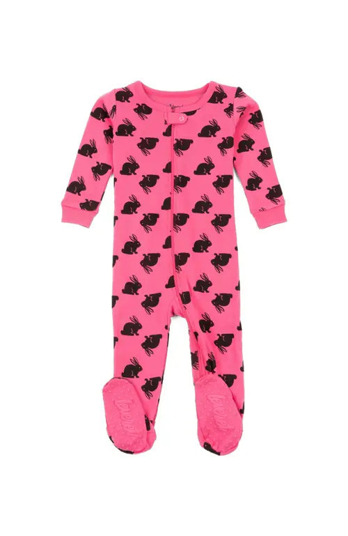 Leveret Footed Cotton Easter Matching Family Pajamas, Bunny Prints in Pink Bunny at Nordstrom, Size 3-6M | Nordstrom