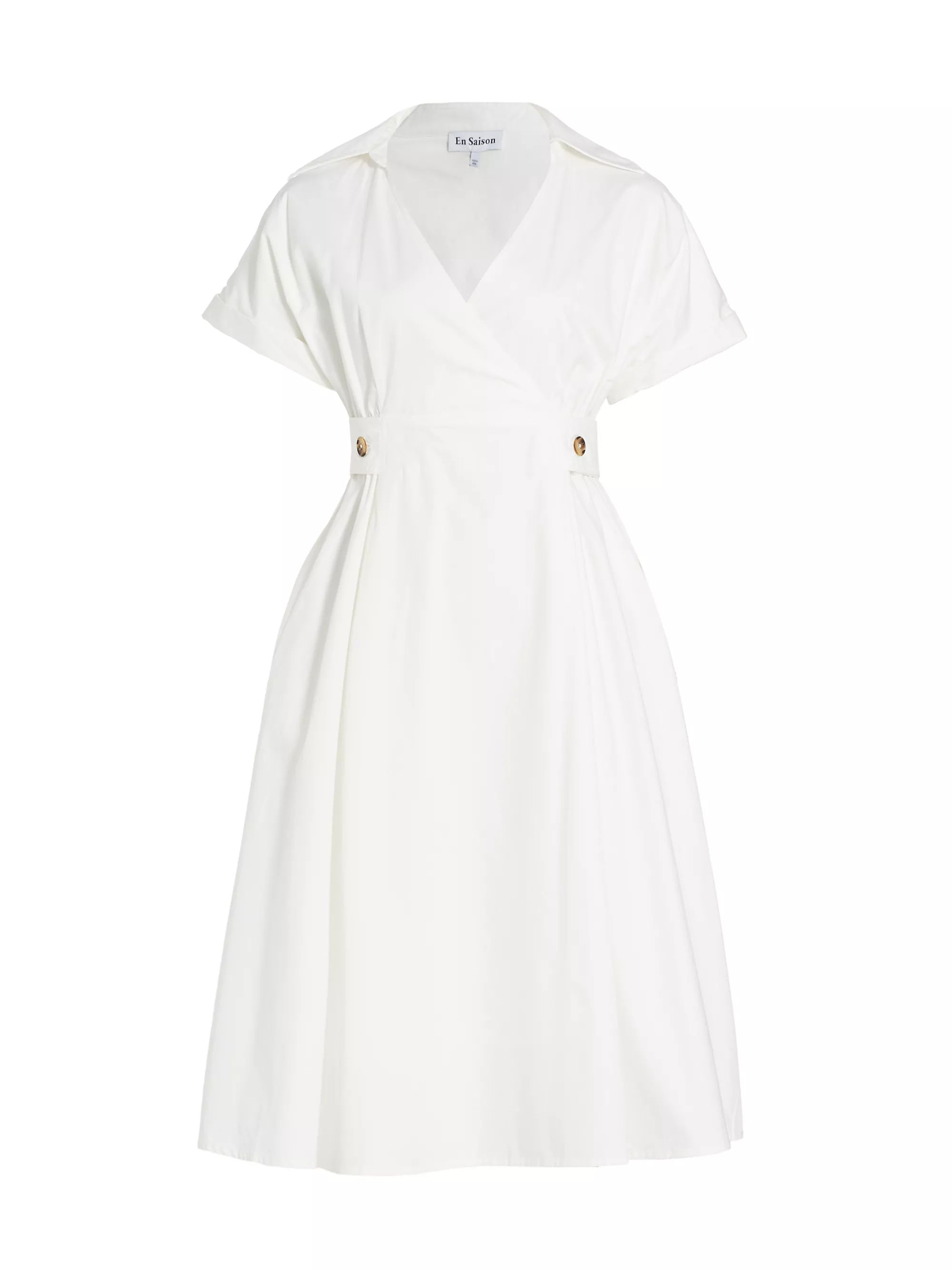 Lorena Cotton V-Neck Midi-Dress | Saks Fifth Avenue