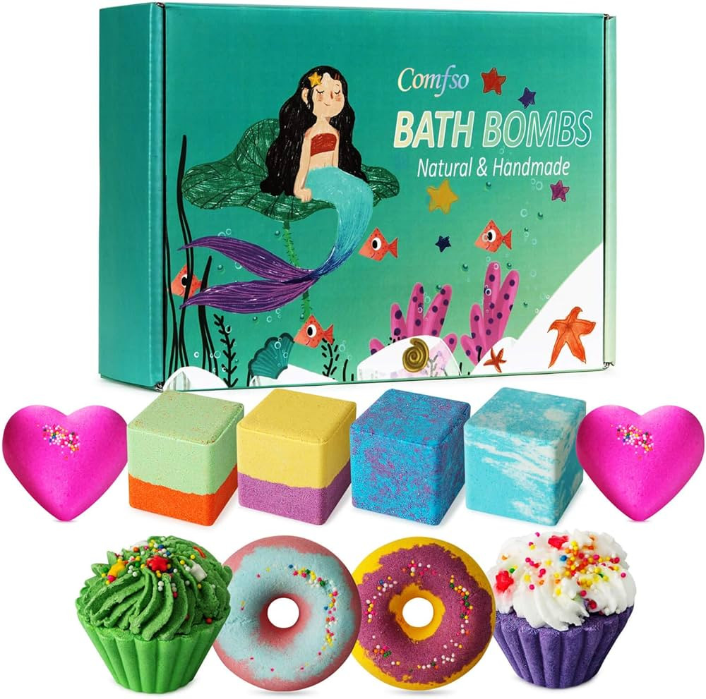 Bath Bombs,10 Natural Bath Bomb Gift Set, Organic Bubble Bath Bombs, Shea Butter Dry Skin Moistur... | Amazon (US)