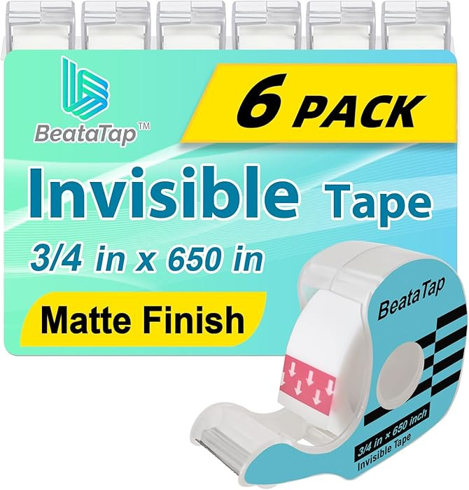 Tape, Invisible Tape for Gift Wrapping, 6 Rolls+6 Refillable Dispensers, Matte Finish, Writable, ... | Amazon (US)