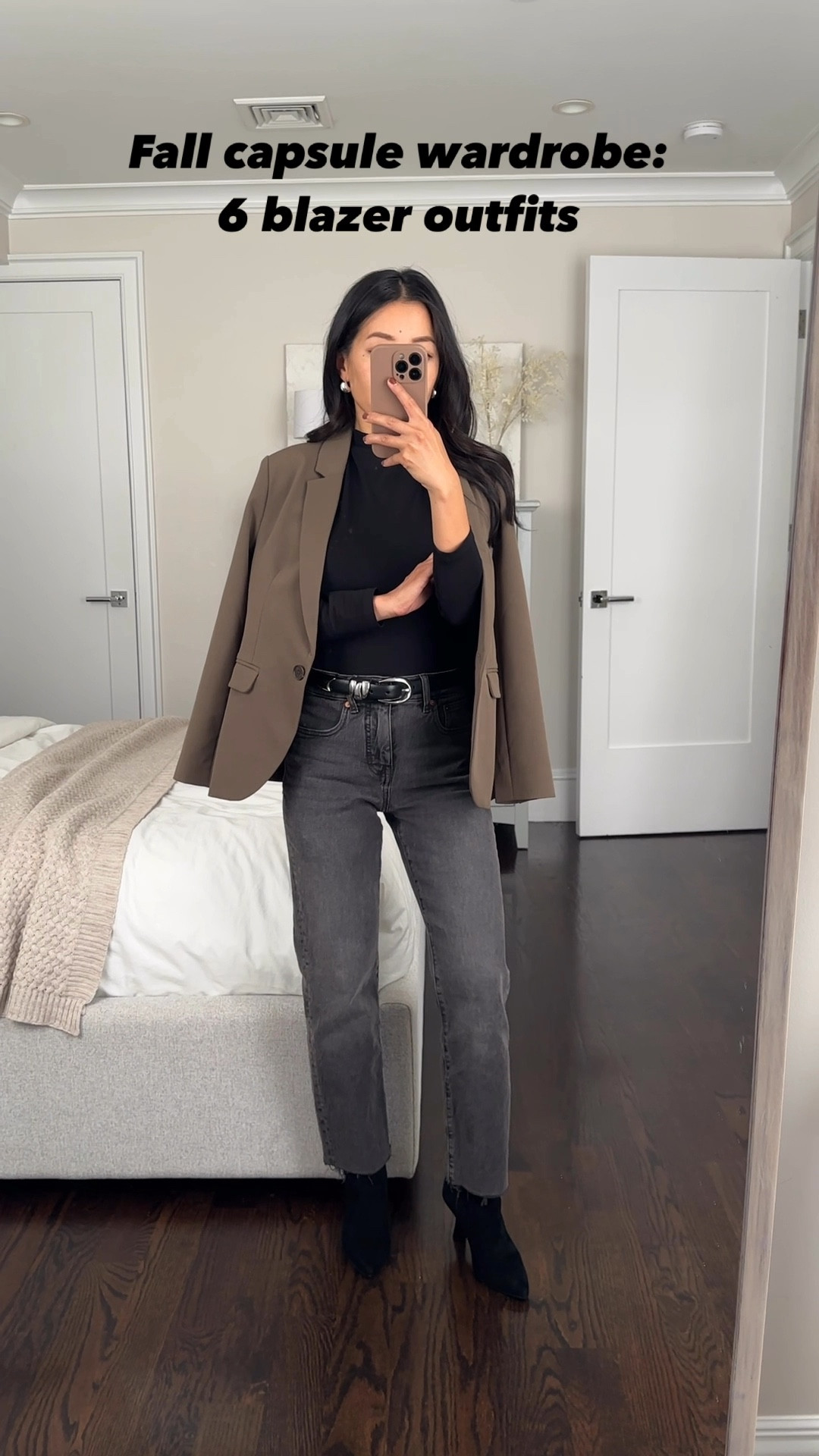 6 outfits from my fall capsule wardrobe featuring the same very budget friendly blazer! 

My Madewell jeans are also only $40 after the discount code and are such a versatile cut. I cut the hems shorter 

Belts are Edited Pieces equinox belt coming soon (brown reversing to black) and Madewell silver & black xxs 

1. Blazer: Old Navy xs petite. Relaxed looser boyfriend fit is a little big on me and fits looser in sleeve width. Love the brown olive color!

• Layering tops: Gap xs petite long sleeve mock necks 

• Slip dress: Quince xs chocolate brown silk slip dress. Versatile and sleek piece 

• Trousers: Aritzia 0 short (“shorter” is ideal for my 5’ height). Elegant and fairly wrinkle resistant drape crepe. Looks high end and one of the best trousers out there 

• Blue jeans; Levi’s ribcage 24 x 26 length “in the middle “ wash . Petite friendly. Very high rise and great petite friendly length that fits me with flats!

• gray Slim ankle jeans: Madewell 90s jeans size 24 hems cut shorter. 

or I recommend Levi’s wedgie straight jeans in gray for an option with finished hems

• Black Skort: Abercrombie xxs

• Bucket tote: Madewell chocolate raisin bag. Fits my laptop and is there perfect color with a little slouch 

• Crossbody bag: Polene beri paired with my own strap, not linkable

• Kitten heels: Gucci 35

• Flats: Sezane suede ballet flats 5, worn with heel inserts 

• Ankle boots: Madewell Justine black booties (nice quality and comfy) and Amazon brown booties 5

• Tall boots: Schutz 5.5 (runs small in foot and narrow in calf but looks so 🔥) I sized up to 5.5. These have no zipper so are pull on and off 


See my Blog (extrapetite.com) or capsule Wardrobe LTK collection for all the fall capsule outfits 

#LTKStyleTip #LTKFindsUnder50 #LTKWorkwear