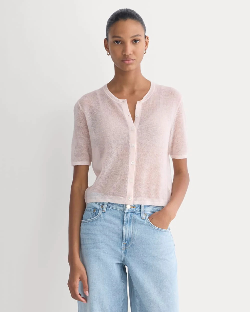 The Air Alpaca™ Short-Sleeve Cardigan | Soft Pink | Everlane