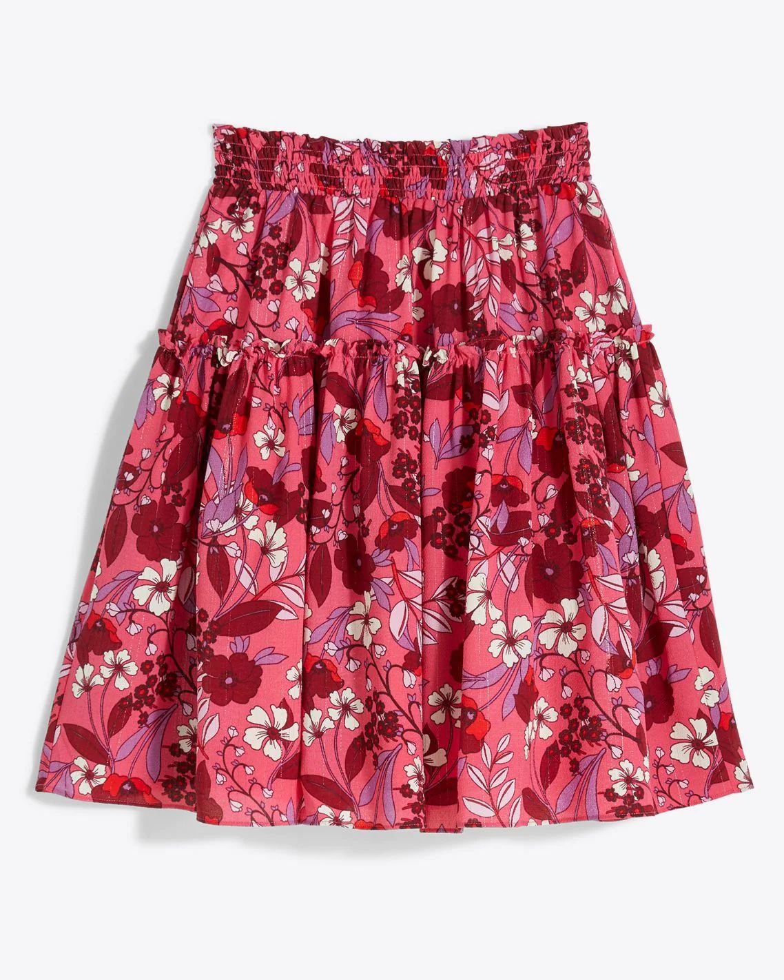 Pull on Skirt in Raspberry Clematis Floral | Draper James (US)