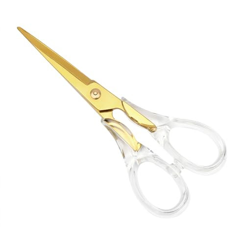 NatSumeBasics Gold Scissors Clear Acrylic Scissors 6.5" Craft Office Professional Shears for Home School Office Desk Accessories Stationery Supplies (Clear Gold) | Amazon (US)