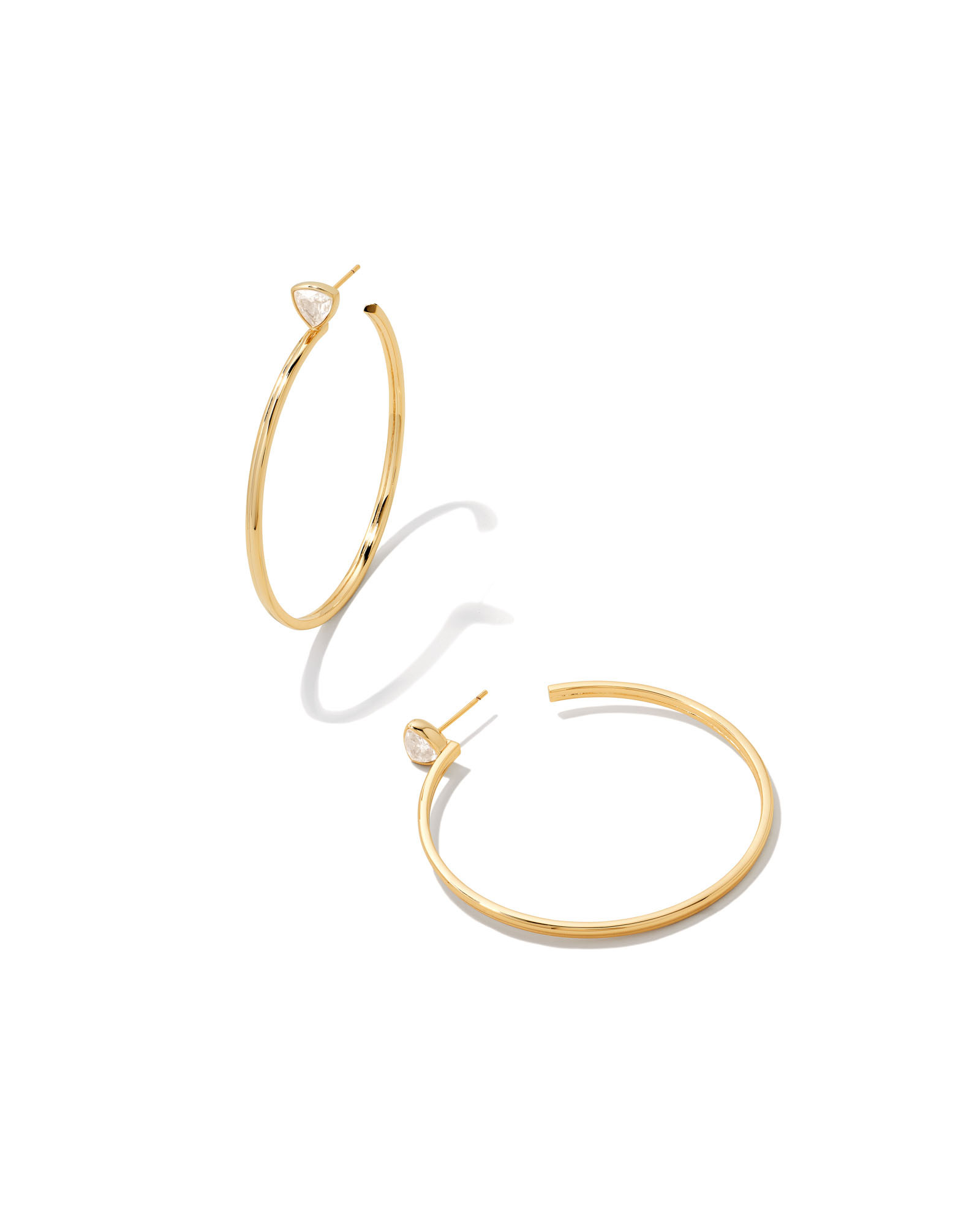 Arden Gold Hoop Earrings in White Crystal | Kendra Scott