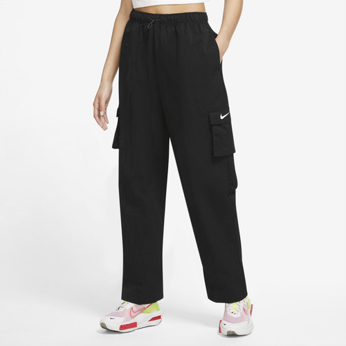 Nike Womens Nike Essential Woven HR Cargo Pants - Womens Black/White Size L | Foot Locker (US)