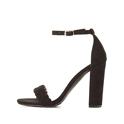 Braided Two-Piece Chunky Heel Sandals | Charlotte Russe