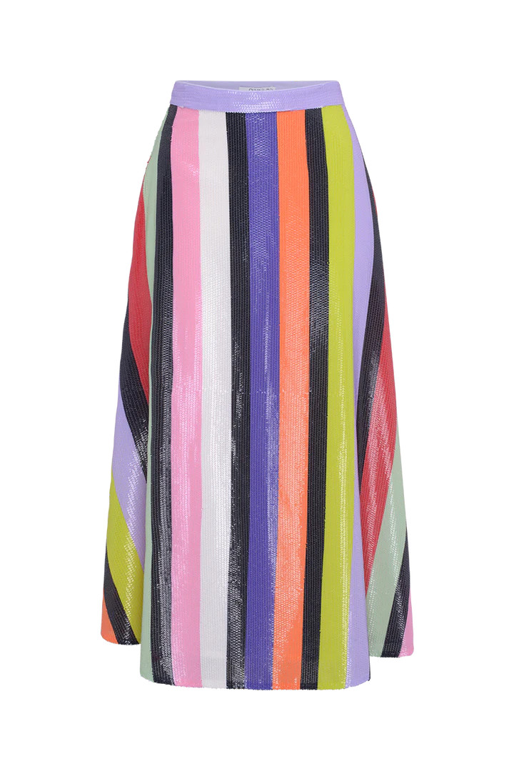 Penelope Multicolour Stripe Sequin Skirt | Olivia Rubin