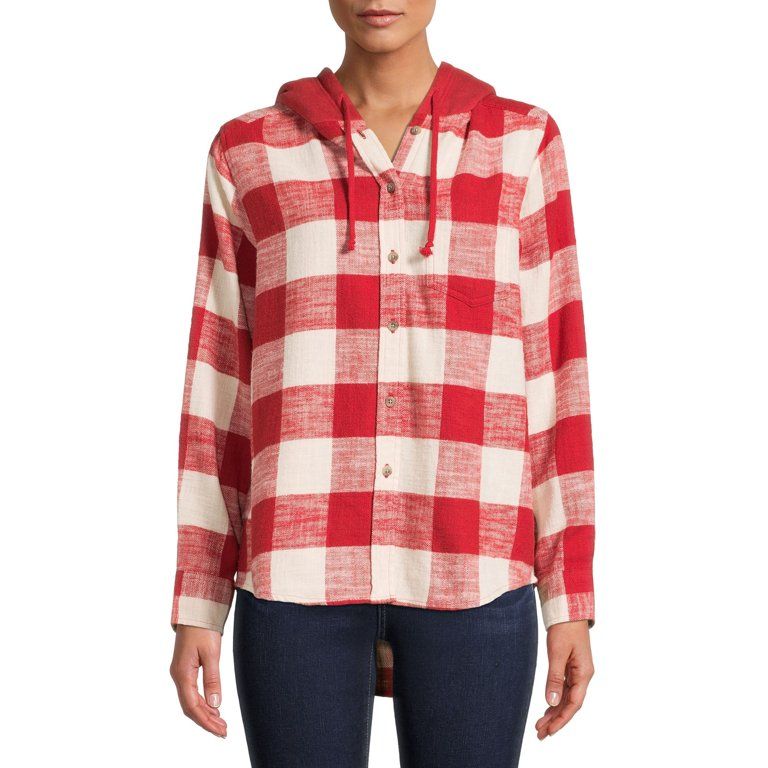 Time and Tru Women's Hooded Flannel Shirt | Walmart (US)