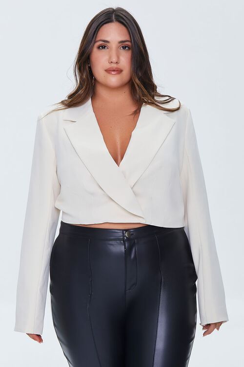 Plus Size Surplice Cropped Blazer | Forever 21 | Forever 21 (US)