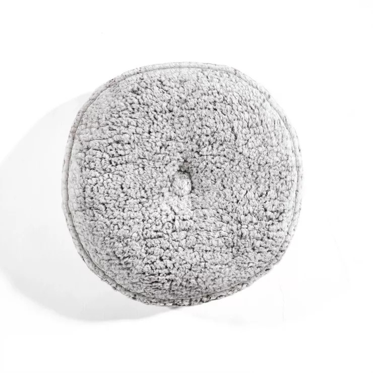 15" Soft Faux Shearling Round Throw Pillow with Button - Lush Décor | Target