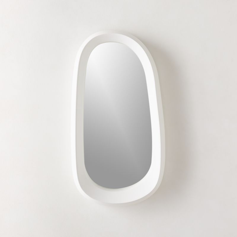 Wylder Round Modern White Cement Wall Mirror 24" + Reviews | CB2 | CB2