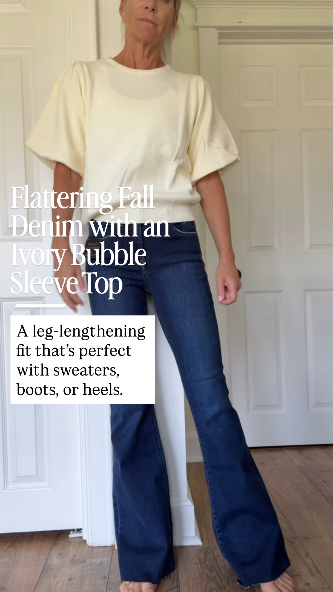 These flare jeans are such a flattering update to your everyday denim! They hug in all the right places and create a long, lean silhouette. Styled with a classic ivory sweater, this is an easy look for lunch with friends, casual Fridays, date night, or weekend outings.

👩‍💻 LTK PRO TIPS
❤️ Heart = Support my posts ;-)
🔖 Save = Get sale & restock alerts for the things you love!
📋 Lists = Keep favorites organized (List ideas: Christmas, Birthdays, and Vacations!)
📲 Share = Send lists and products to a friend (or your daughters like me).
💬 Comment = Ask me anything, and I’ll answer. ;-)

#LTKootd #LTKSeasonal #LTKOver40