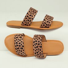 Twin Band Open Toe Flat Slide Sandals | SHEIN