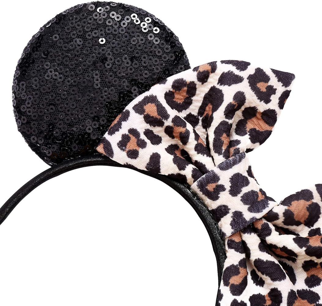 JIAHANG Mouse Ears Headband Sequin Bow Hair Hoop, Party Decoration Costume Headwear Hair Accessor... | Amazon (US)