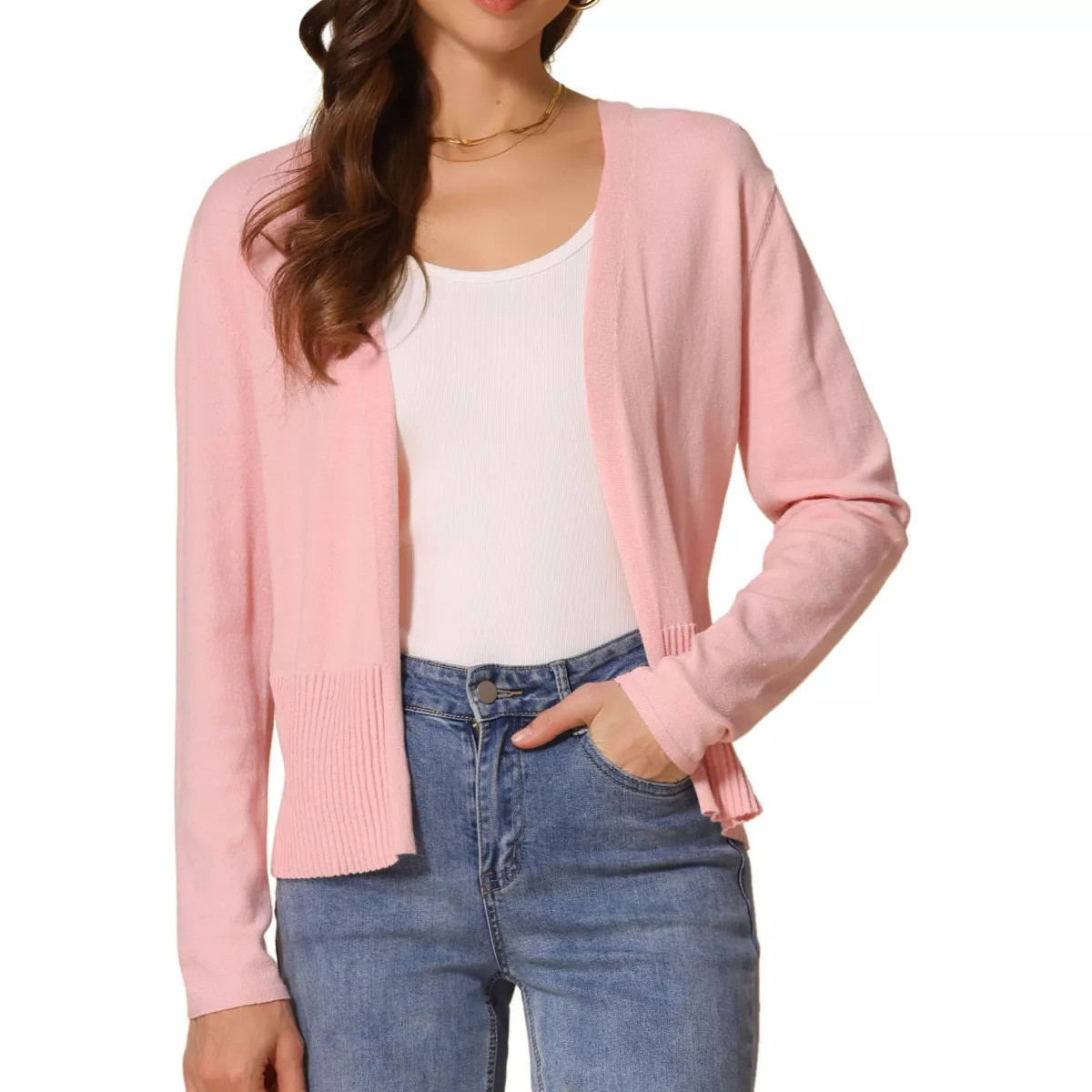 INSPIRE CHIC Women's Open Front Long Sleeve Lightweight Spring Knit Sweater Cardigan | Target
