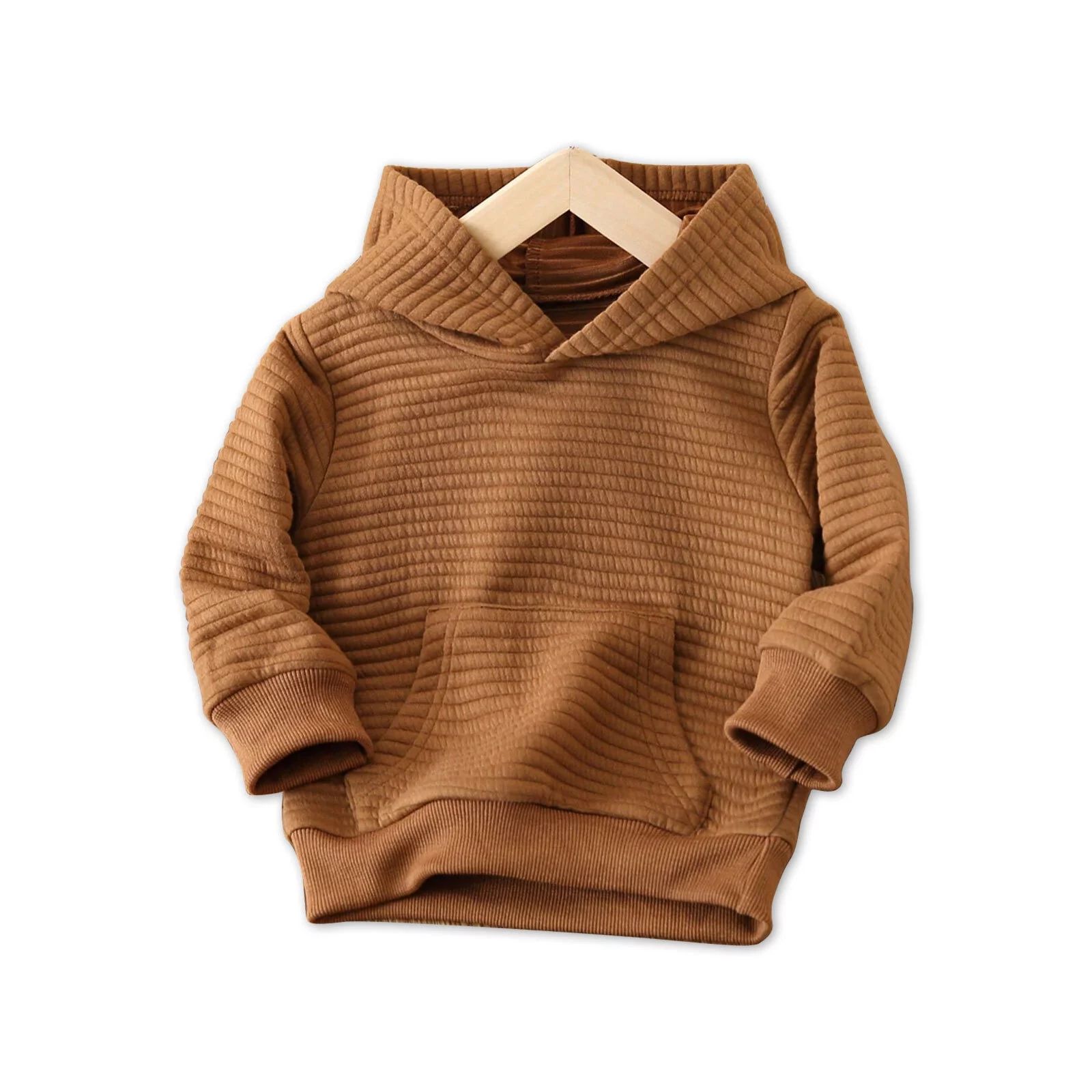 PatPat Toddler Boy Clothes Girl Sweatshirts Solid Color Textured Hoodies Sweatshirt for Kids | Walmart (US)