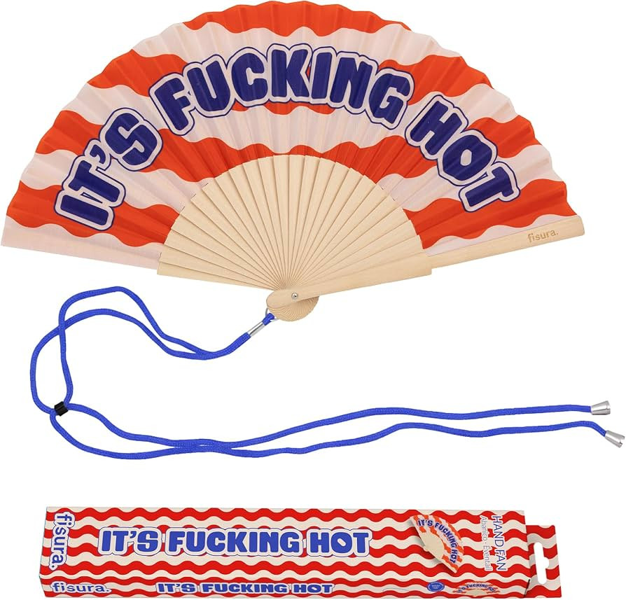 Fisura \u2013 Original folding fan with \u201cf*cking hot\u201d message. Modern and colorful wood... | Amazon (US)