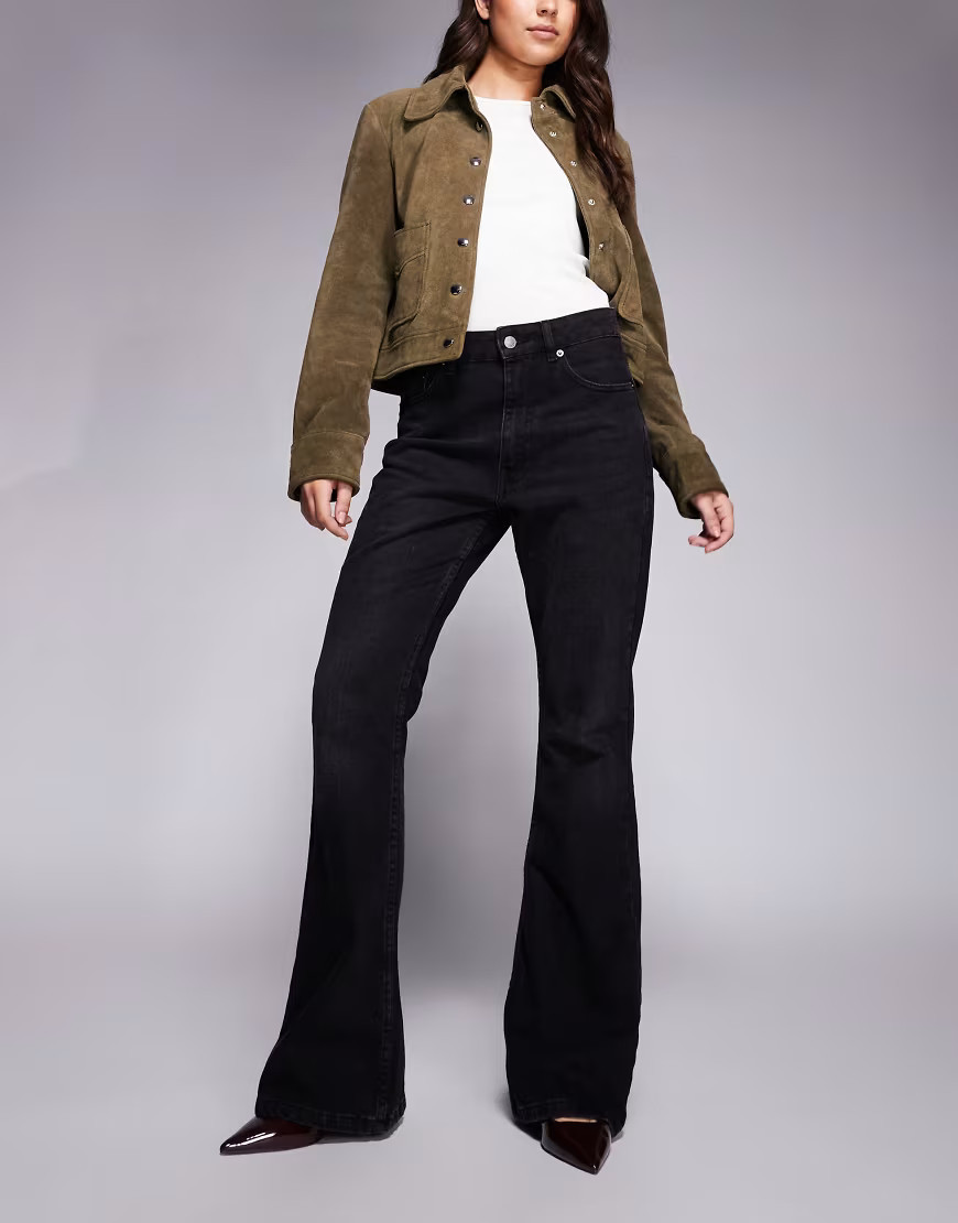 ASOS DESIGN 90s flare jeans in washed black | ASOS (Global)