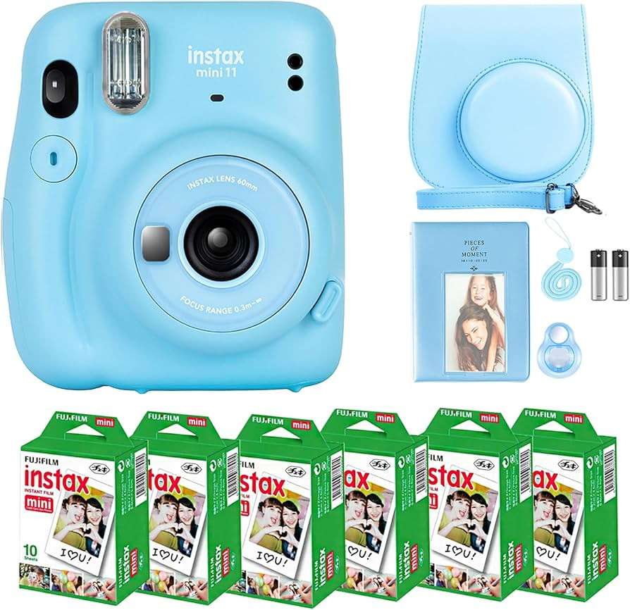 Fujifilm Instax Mini 11 Camera with Fujifilm Instant Mini Film (60 Sheets) Bundle with Deals Numb... | Amazon (US)