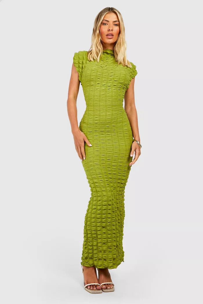 Bubble Textured Sleeveless Midi Dress | boohoo (US & Canada)