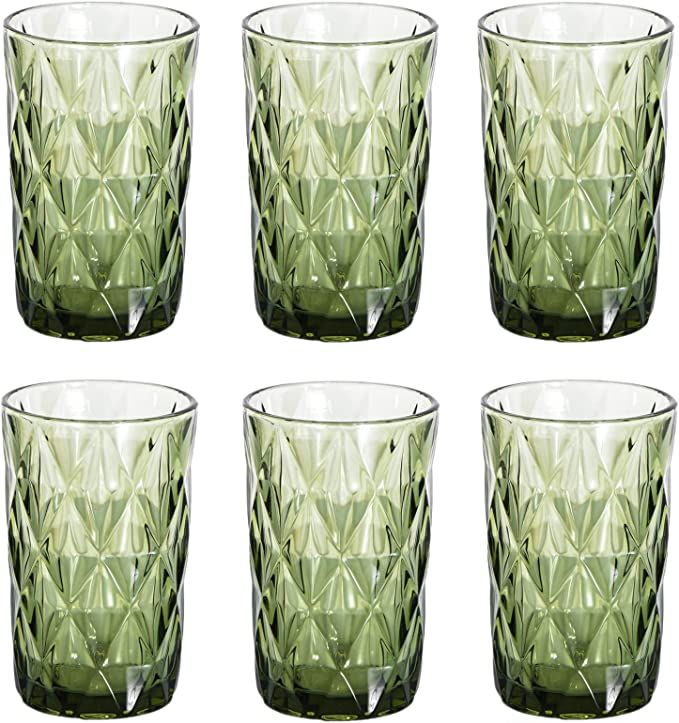 Amazon.com | Thick Glassware Drinking Glass set of 6 Diamond Kitchen Glasses Tumbler Cup（12 OZ... | Amazon (US)