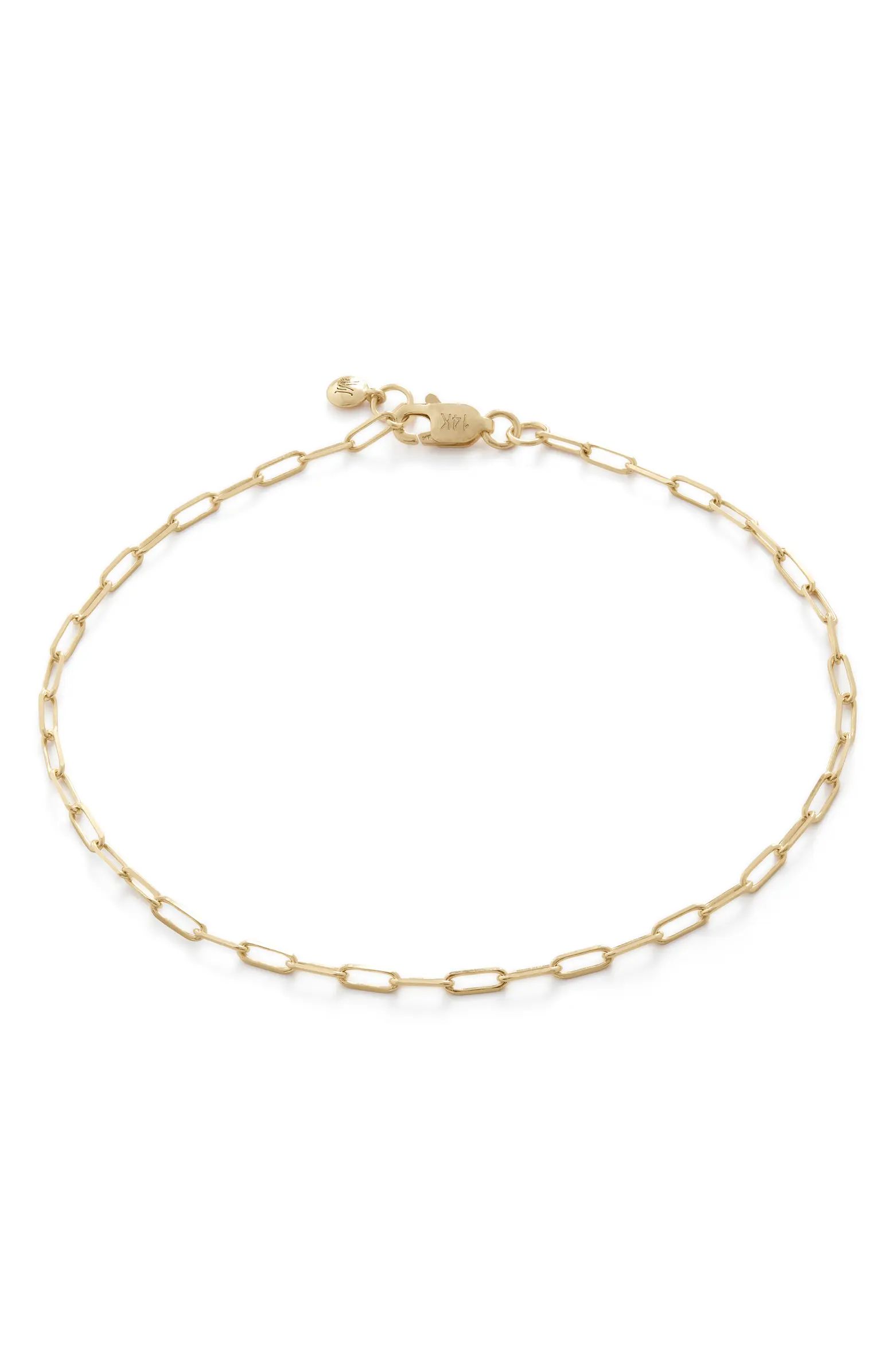 14K Gold Paper Clip Chain Bracelet | Nordstrom
