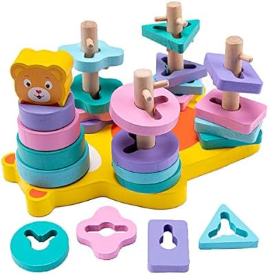 let's make Montessori Toys for Toddlers Geometric Shapes Toy Peg Puzzles Board Blocks Toddler Toy... | Amazon (US)