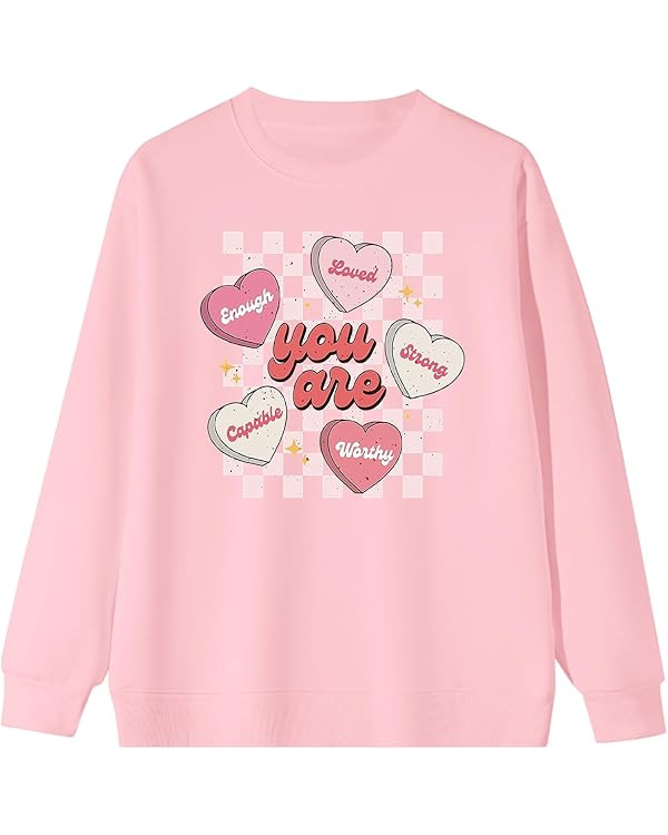 KamdFoen Valentines Sweatshirt for Women Cute Graphic Long Sleeve Fitted Crewneck Pullover Tops C... | Amazon (US)