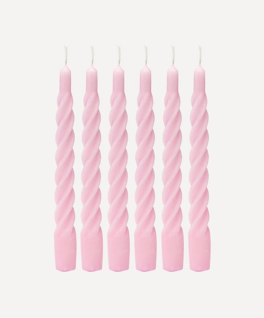 Matte Pink Twisted Candles Set of Six | Liberty London (UK)