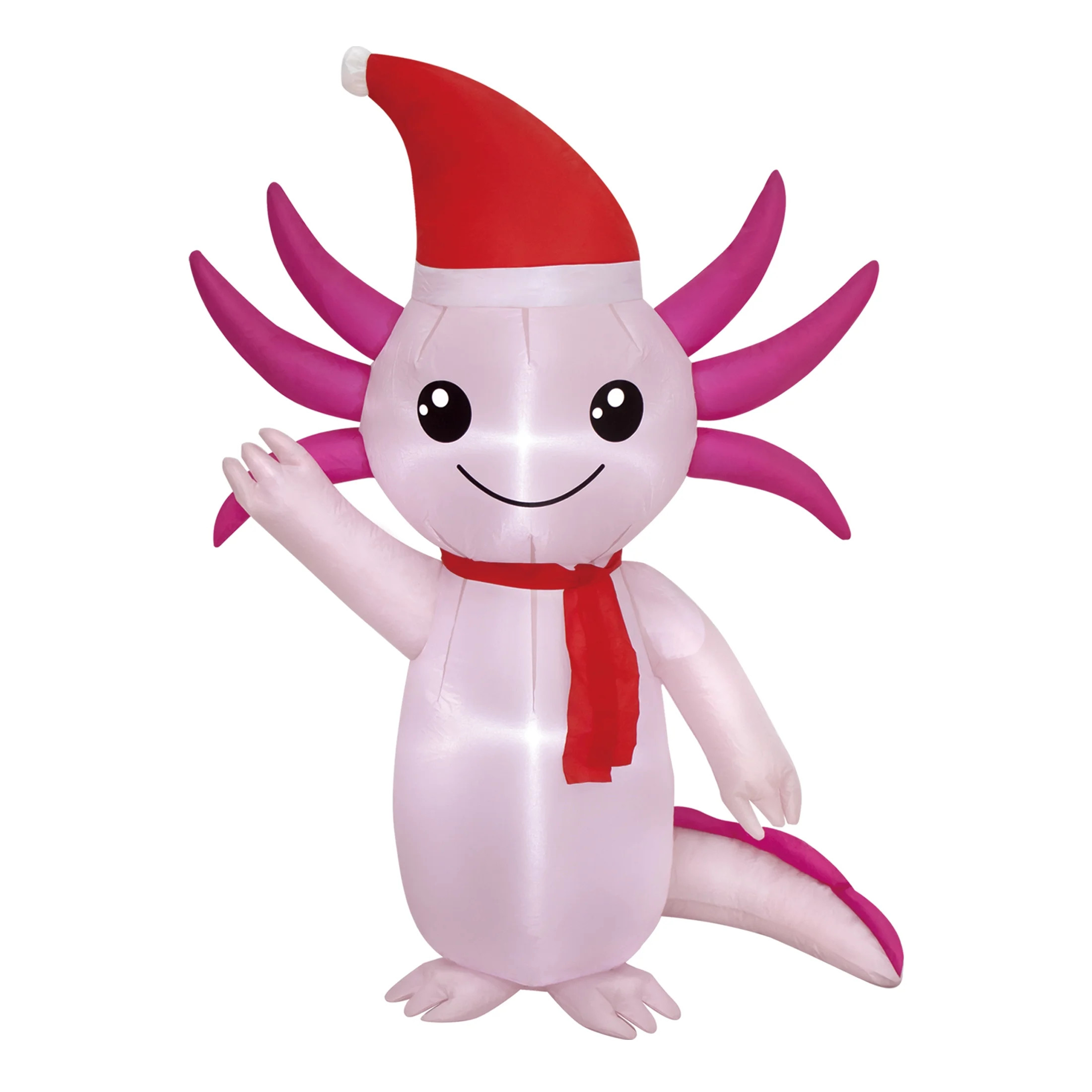 4 ft Festive Axolotl Christmas Airblown Yard Inflatable, Pink/Red, by Holiday Time | Walmart (US)