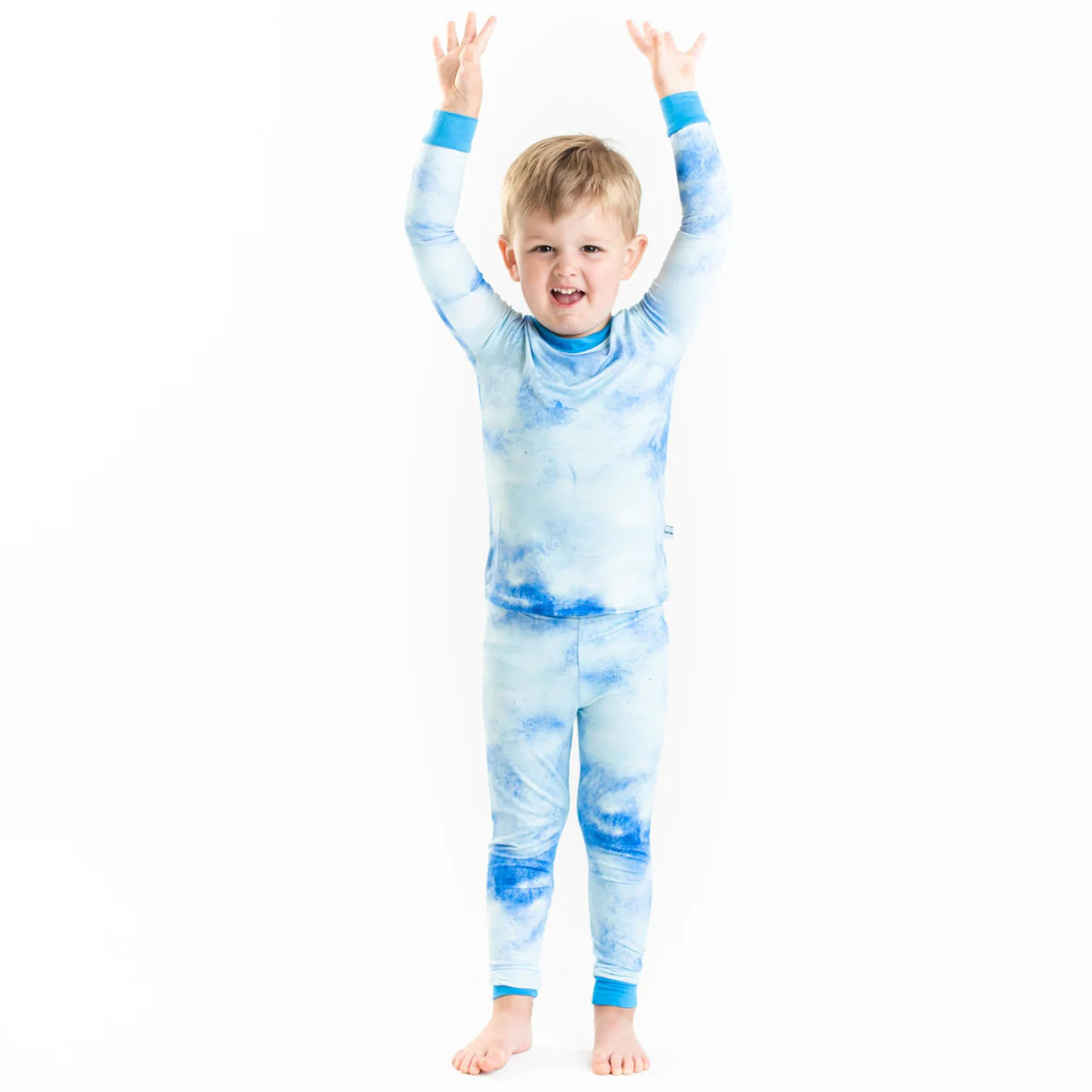 Blue Watercolor Two-Piece Bamboo Viscose Pajama Set | Little Sleepies