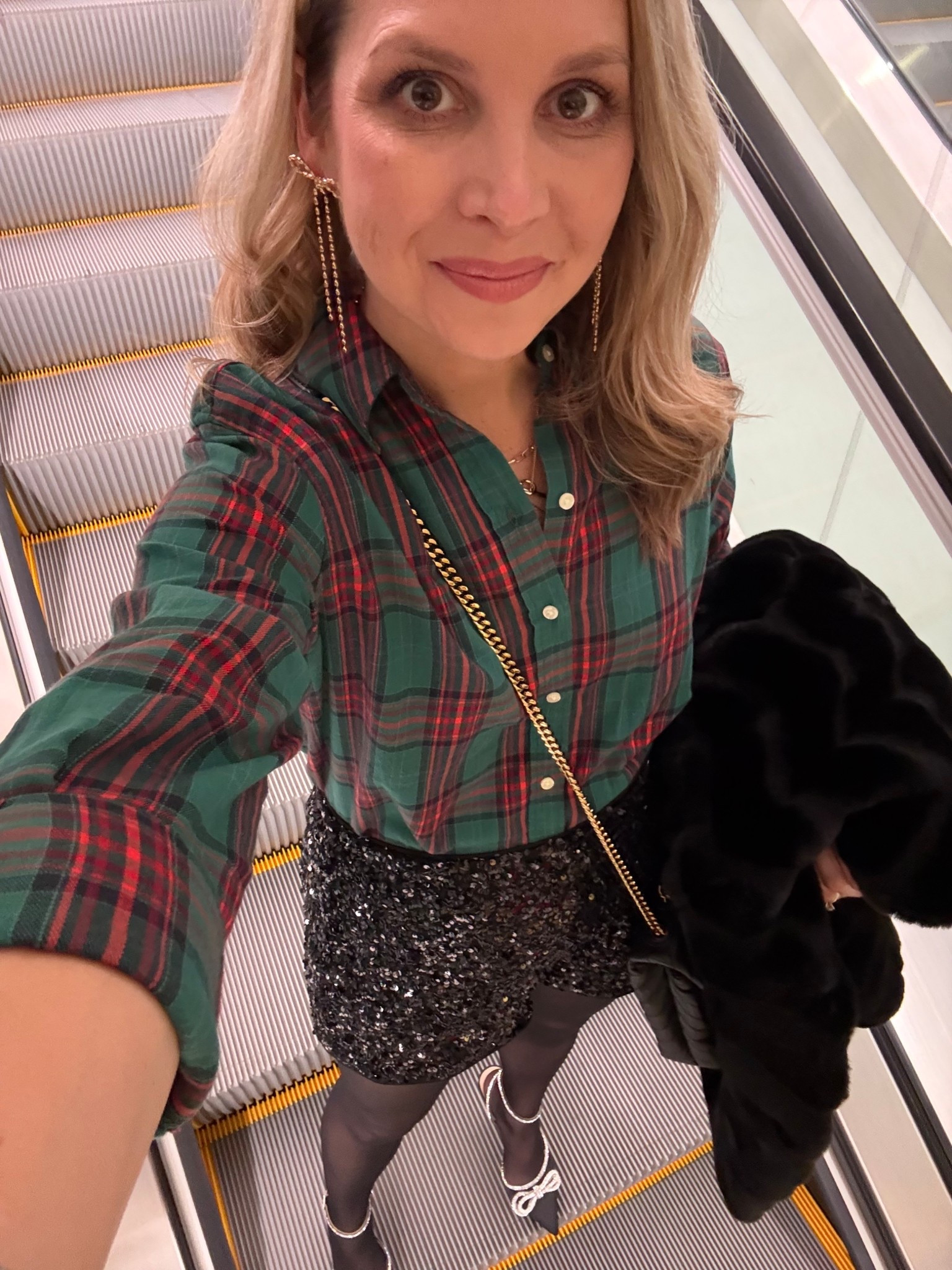 Love this holiday that I wore in NYC. Size small button down, size medium sequin shorts and size small faux fur coat. 

Over 40, holiday outfit, party outfit 

#LTKHoliday #LTKFindsUnder50 #LTKOver40