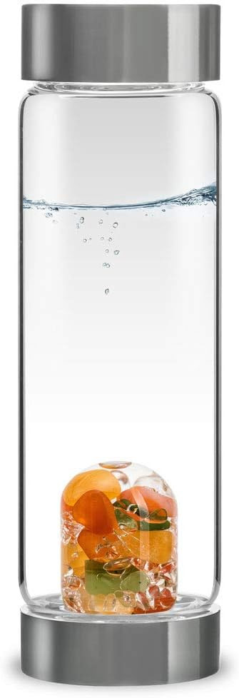 VitaJuwel ViA HAPPINESS | Crystal Water Bottle (glass, 16.9 fl.oz.) with Jade, Orange Calcite, Ca... | Amazon (US)