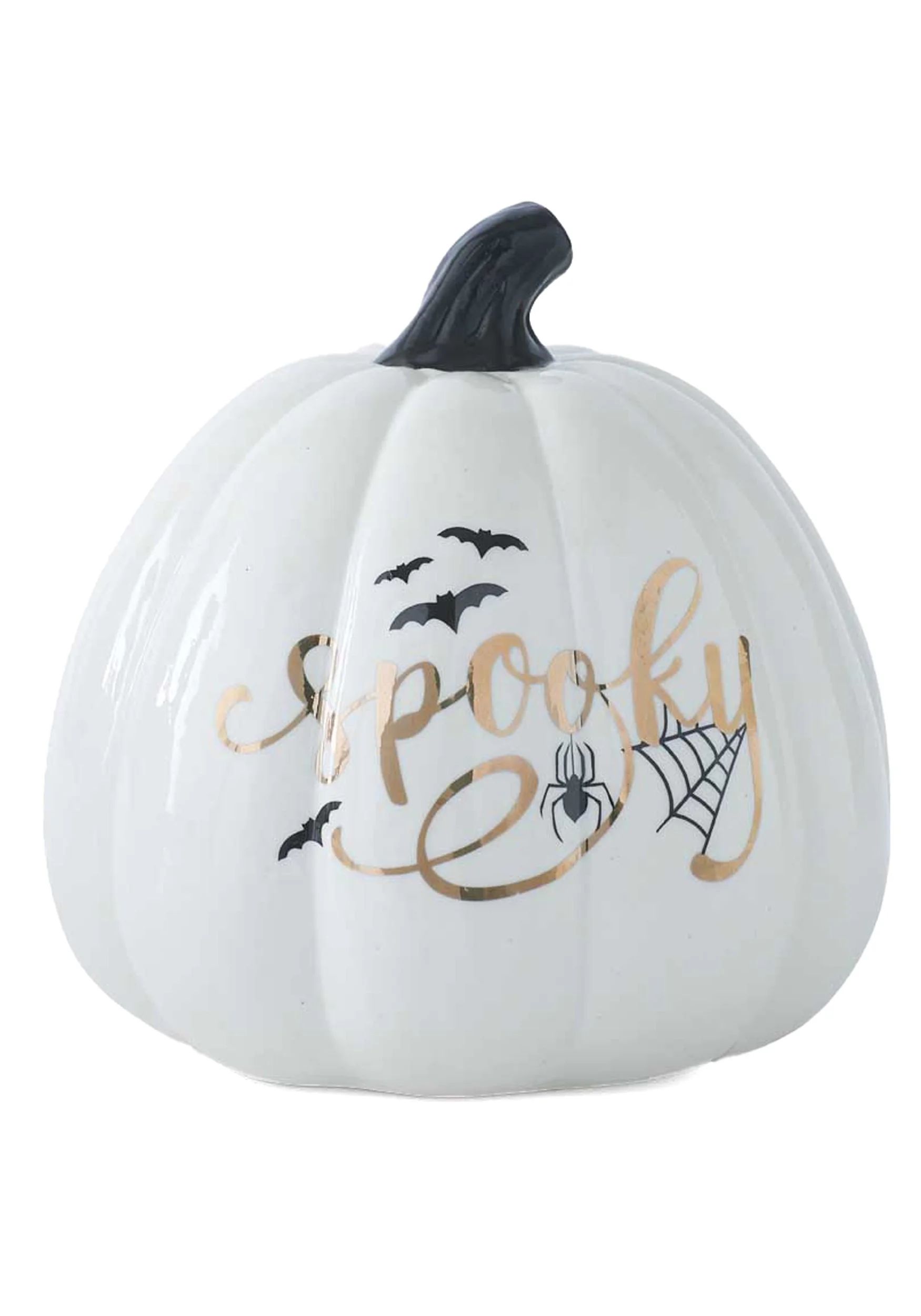 Spooky 6.5" White Ceramic Decal Pumpkin | Walmart (US)