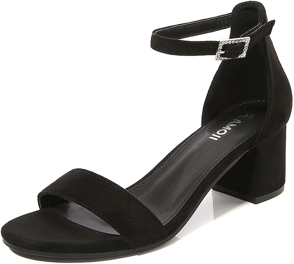 Amoji Women's 2.5 Inch Low Heel Ankle Strap Dressy Sandals 301 | Amazon (US)