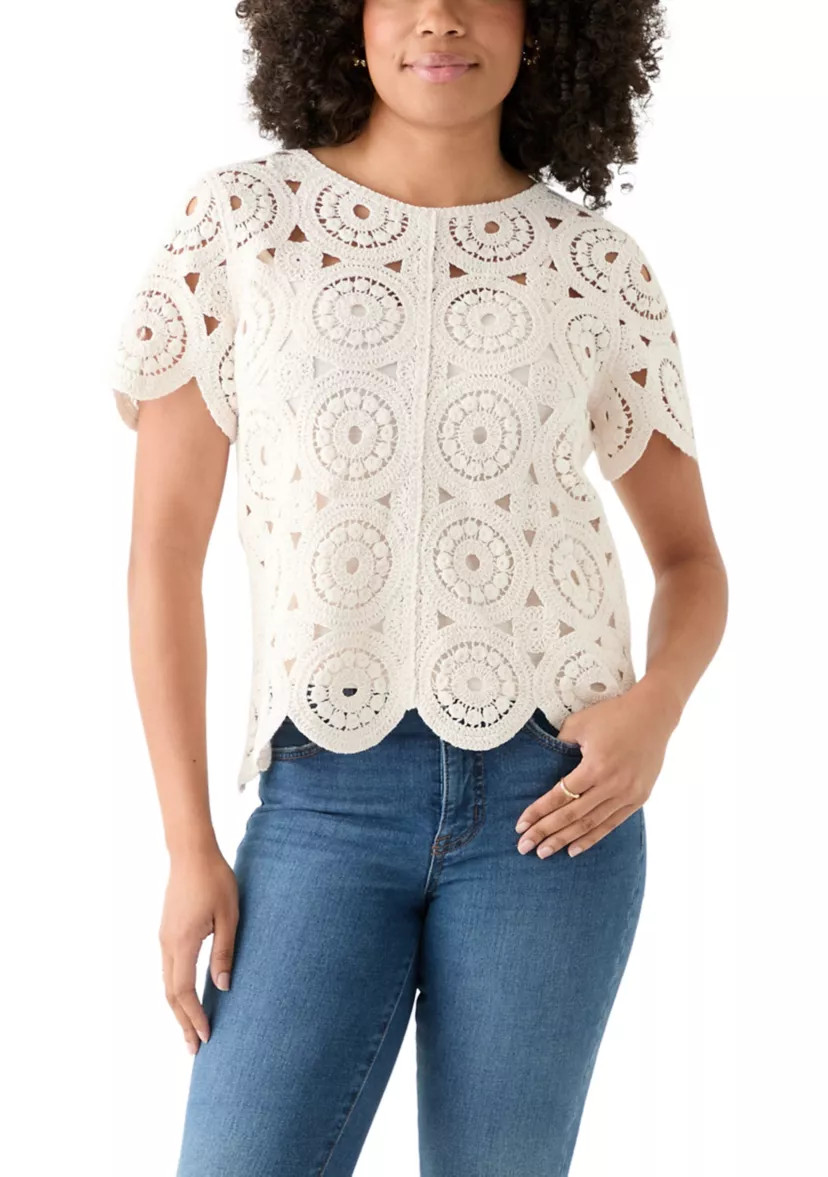 Women's Short Sleeve Crochet T-Shirt | Belk
