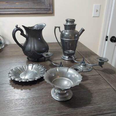 Vtg Pewter Home Holiday Decor Teapot, Candlestick holder, Dish - You Pick | eBay US
