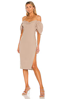 L'Academie Gemma Mini Dress in Mocha Beige from Revolve.com | Revolve Clothing (Global)