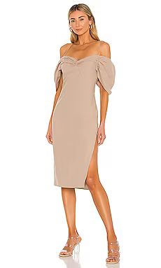 L'Academie Gemma Mini Dress in Mocha Beige from Revolve.com | Revolve Clothing (Global)