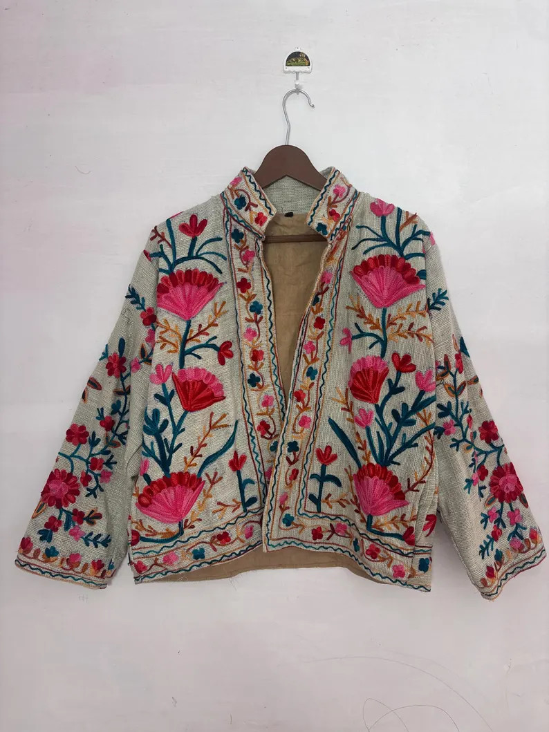 Handmade Suzani Kantha Embroidered Cotton Jacket: Boho Overcoat - Etsy | Etsy (Global)
