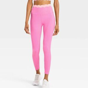 JoyLab Women's High-Rise Scallop 7/8 Leggings Neon Pink/Light Pink XXS NWT | Poshmark