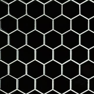 MSI Take Home Tile Sample - Black 4 in. x 4 in. Hexagon Glossy Porcelain Mosaic Tile, Black Hexagon | The Home Depot