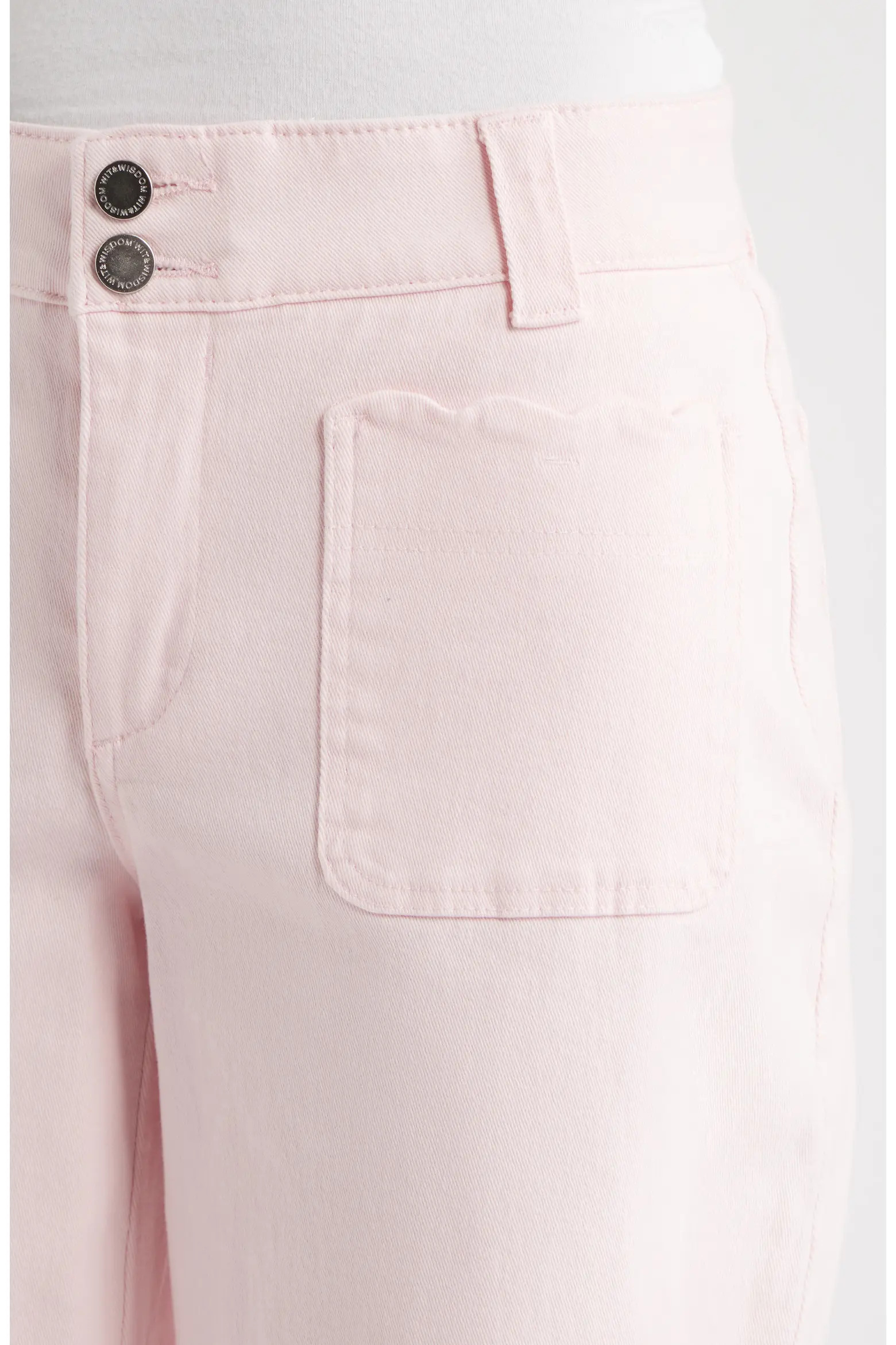 Scallop Patch Pocket High Waist Crop Wide Leg Twill Pants (Women) | Nordstrom | Nordstrom
