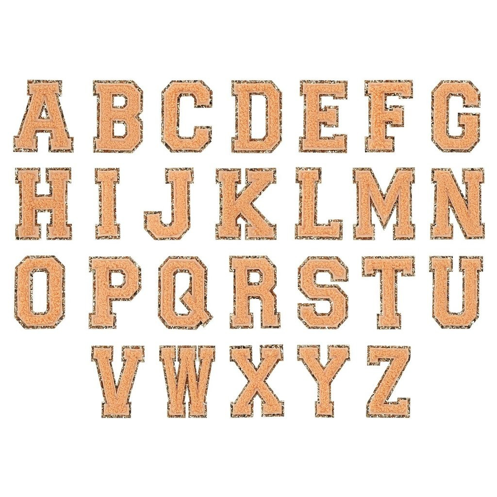 Peach Glitter Varsity Letter Patches | Stoney Clover Lane