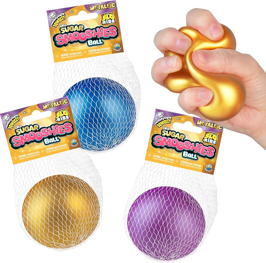ORB Curiosities Metallic Sugar Smooshies Balls 3 Pack - Three Shiny Metallic Colored Squishy, Str... | Amazon (US)